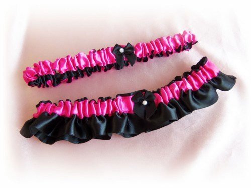 jarretiere mariage fushia et noir